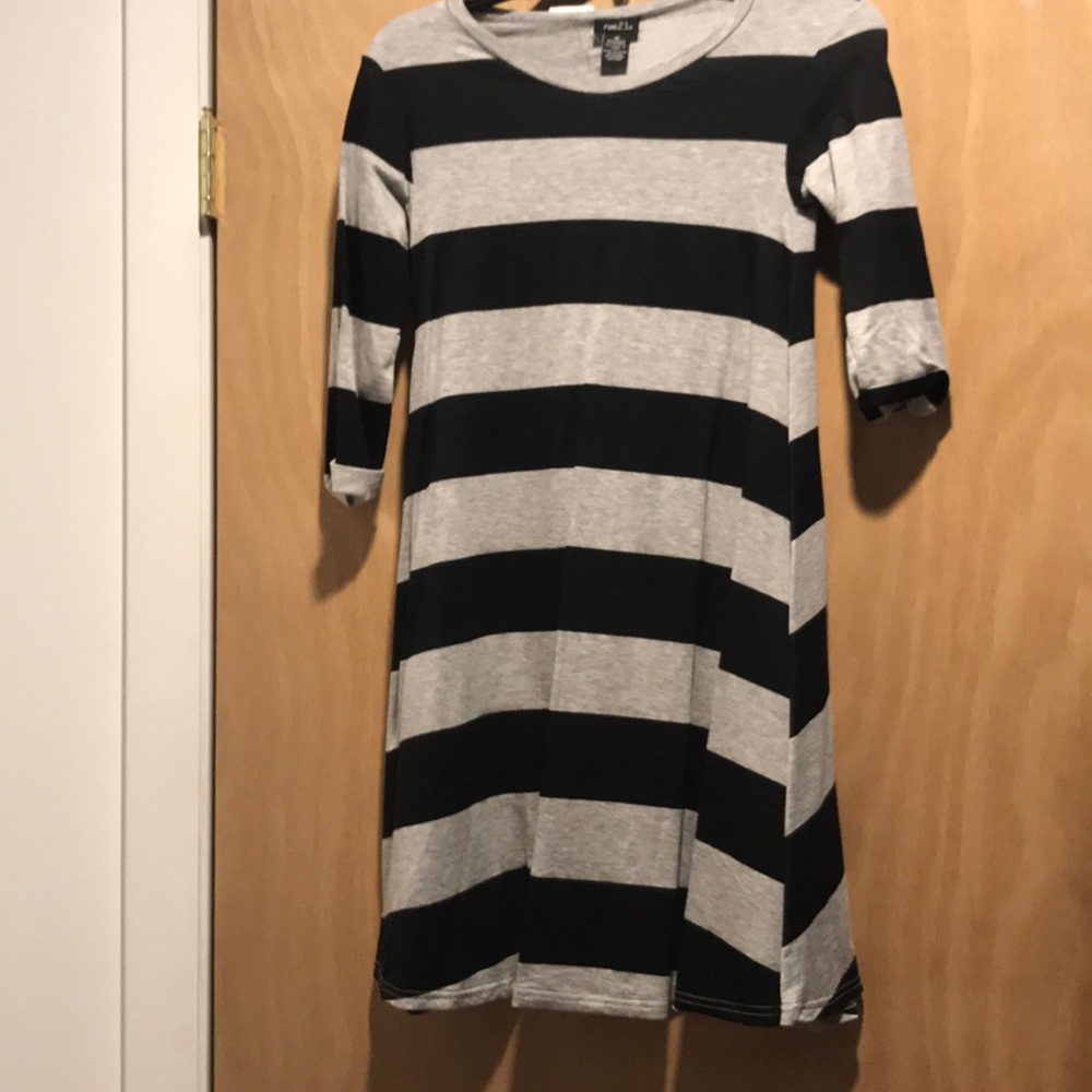 Gray and black striped dress